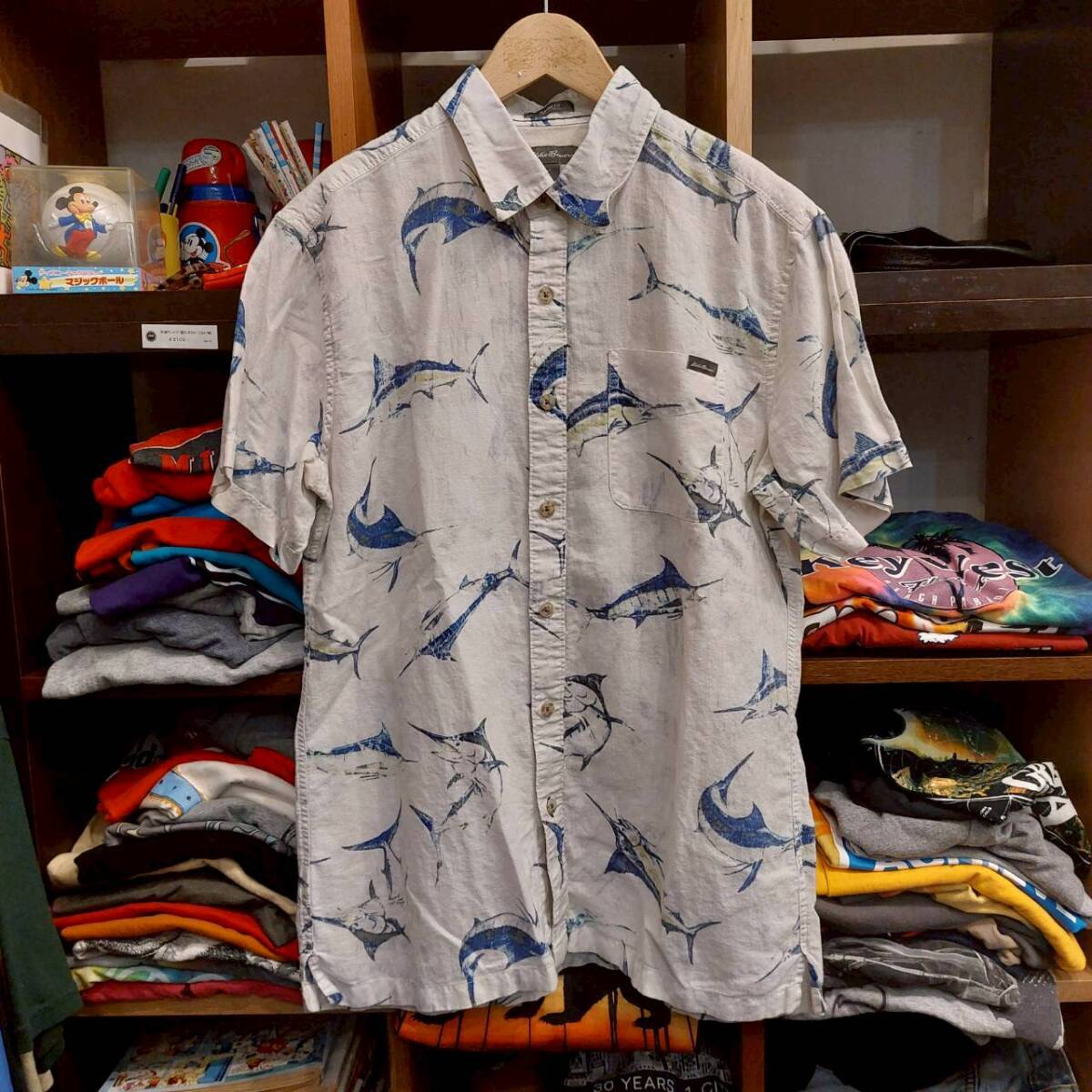 US古着 PALMWAVE HAWAII XL 解禁 半袖ボタンシャツ カジキマグロ 柄シャツ 07I1505_画像1