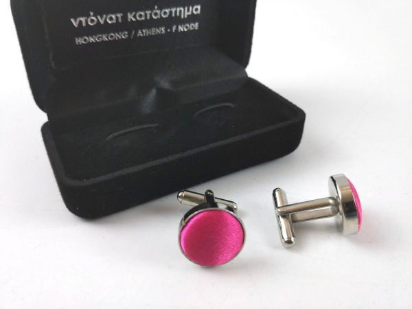 シルクカフス 布カフス カフリンクス ピンク フォーマル シンプル 丸_画像2