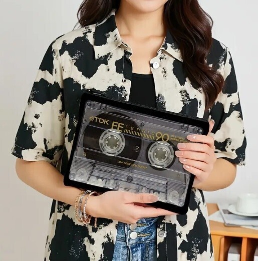 【新品】レトロカセットテープ型ポーチ　　　スケルトンブラック　メンズ＆レディース　　トラベルポーチ　化粧ポーチ　小物入れ_画像3