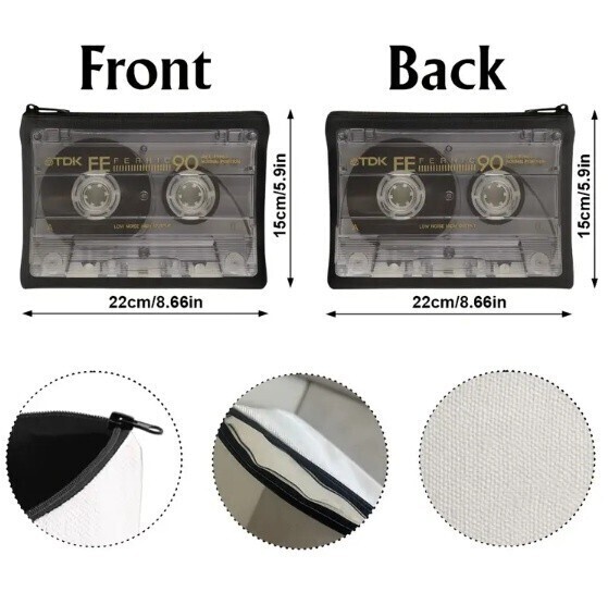 【新品】レトロカセットテープ型ポーチ　　　スケルトンブラック　メンズ＆レディース　　トラベルポーチ　化粧ポーチ　小物入れ_画像2