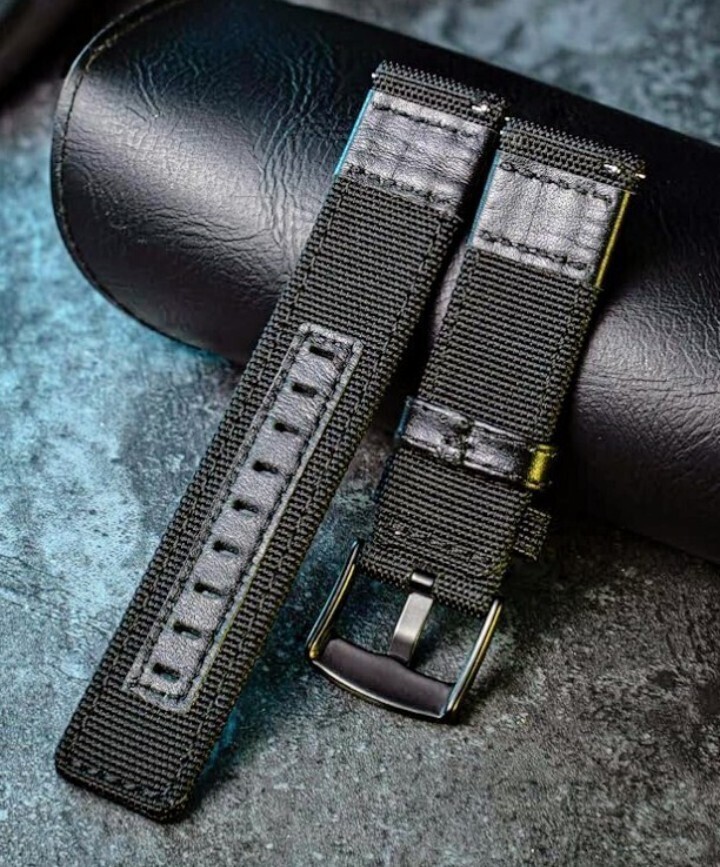 【新品】ナイロンキャンバスベルト20mm　　BLACK　クイックリリースバネ棒付き　　　　耐久性抜群！ベルト穴レザー補強！_画像4