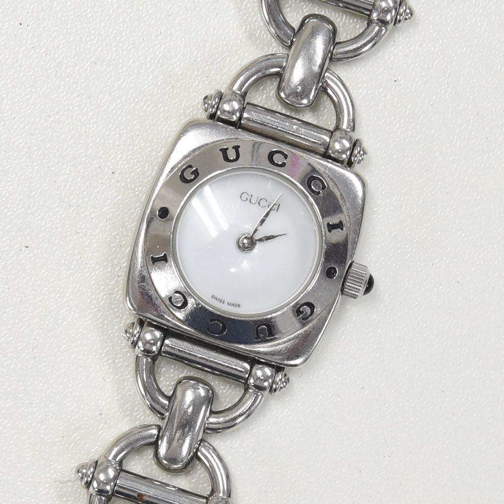 1円 可動(dòng)品 腕時(shí)計(jì) グッチ GUCCI 6400L クォーツ レディース 同梱不可