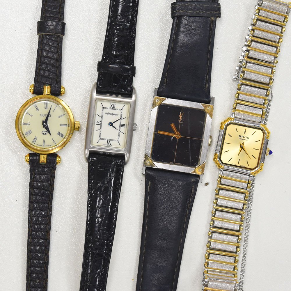 1円 不動(dòng)品 腕時(shí)計(jì) 4本 イヴサンローラン ラドー グッチ クォーツ メンズ レディース まとめて 同梱不可