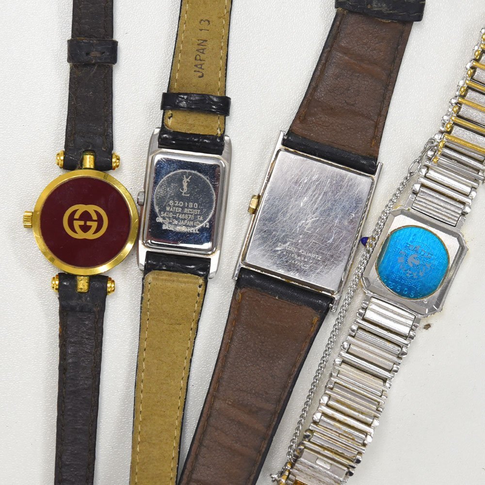 1円 不動(dòng)品 腕時(shí)計(jì) 4本 イヴサンローラン ラドー グッチ クォーツ メンズ レディース まとめて 同梱不可