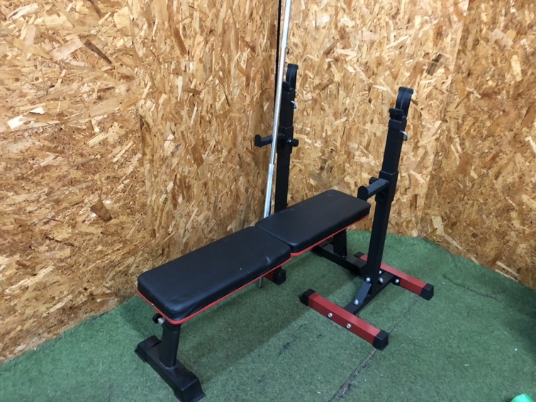 スクワットスタンドセット インクラインベンチ+バーベルシャフト 筋トレ エリア限定 大阪市平野区発 「4035」_画像1