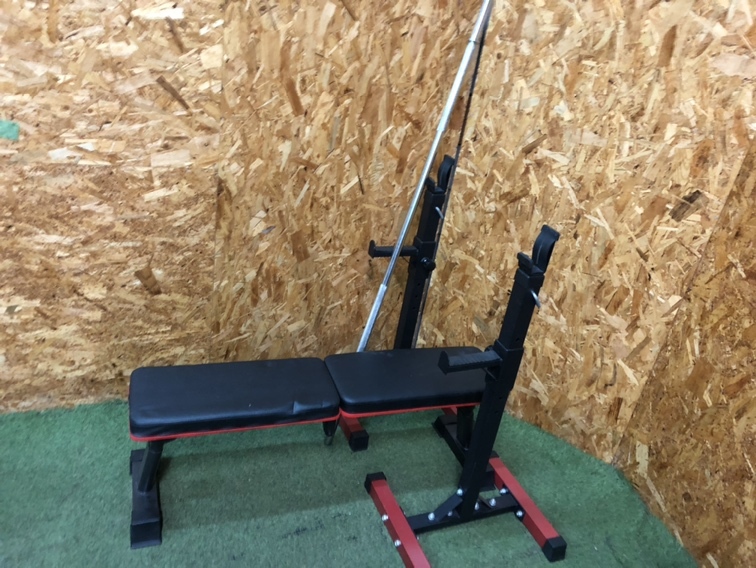 スクワットスタンドセット インクラインベンチ+バーベルシャフト 筋トレ エリア限定 大阪市平野区発 「4035」_画像2