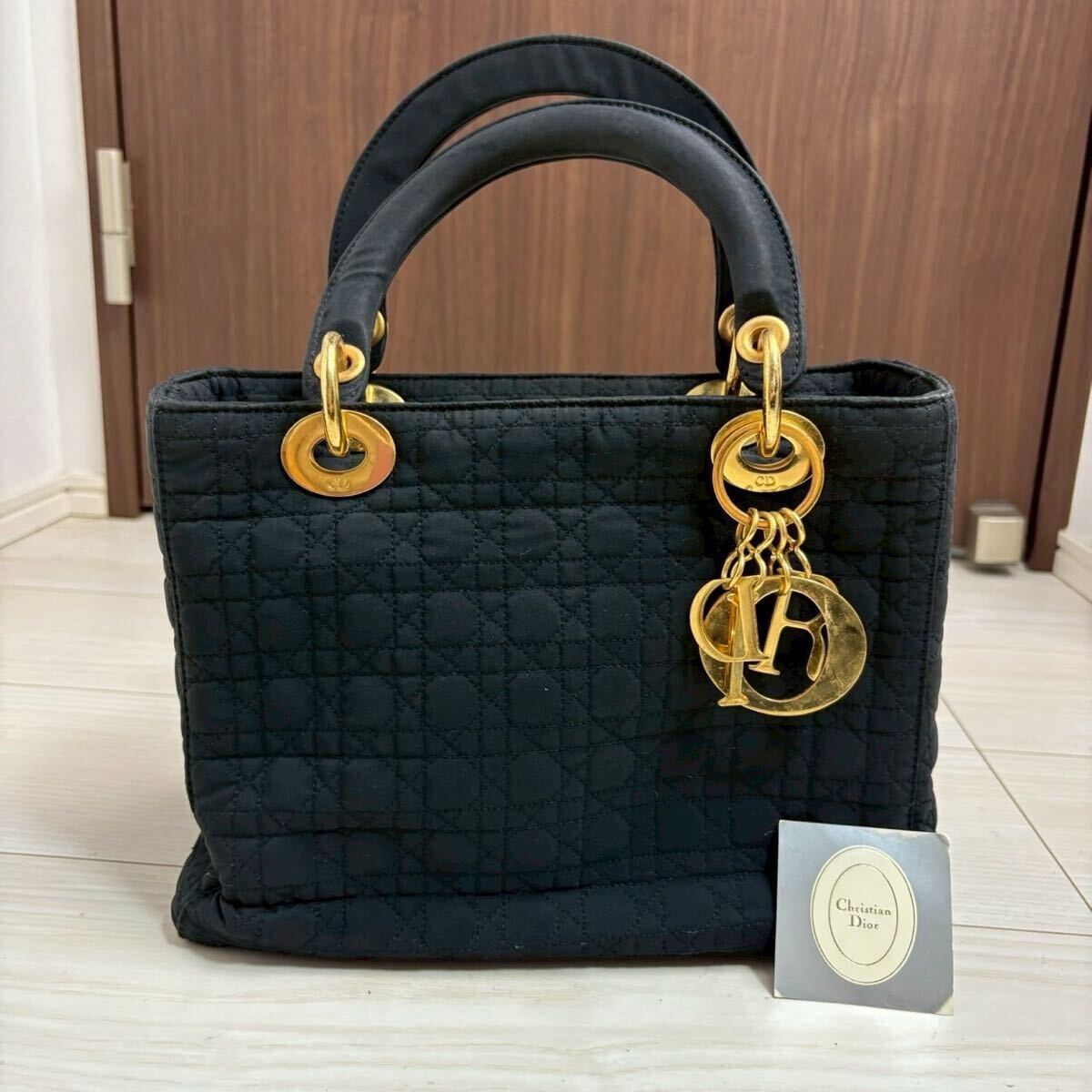 Christian Dior クリスチャンディオール レディディオール カナージュ ハンドバッグ ブラック 黒 ゴールド金具