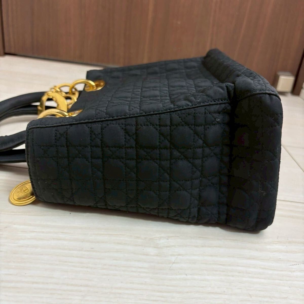 Christian Dior クリスチャンディオール レディディオール カナージュ ハンドバッグ ブラック 黒 ゴールド金具