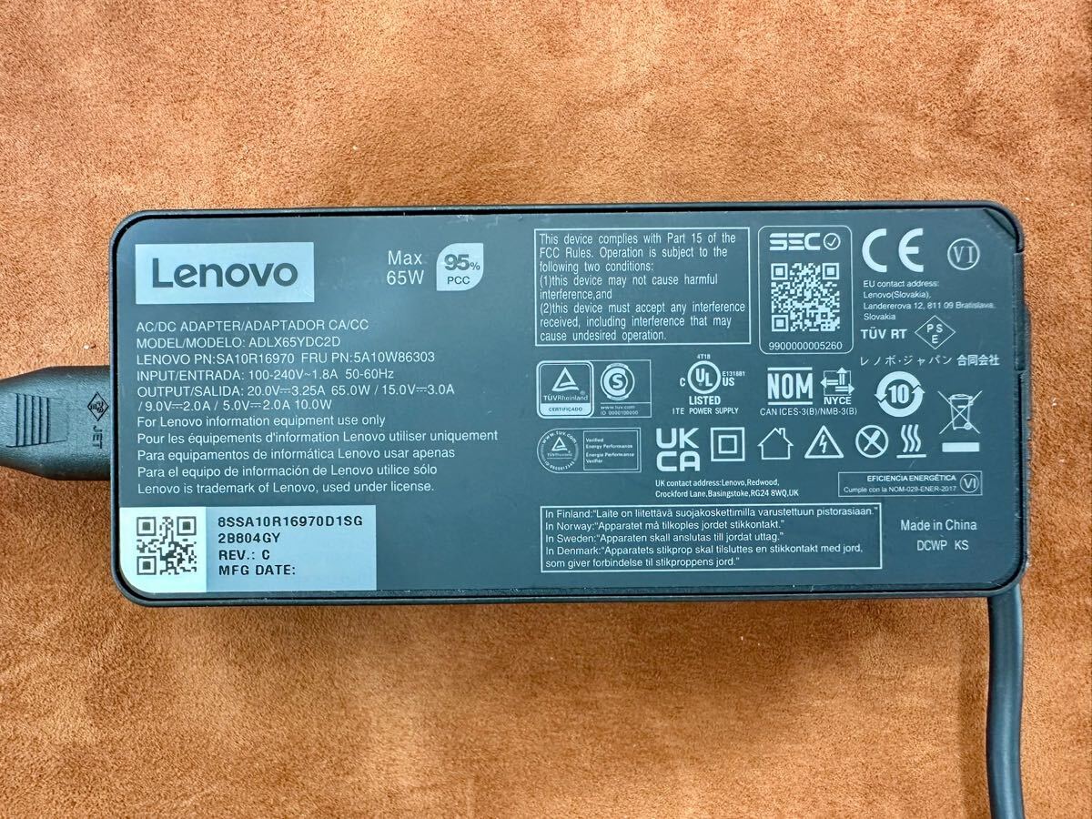 Lenovo 純正 USBC PD 対応 AC アダプター ADLX65YDC2D 65W（20V／3.25A在庫復(fù)數(shù)あり