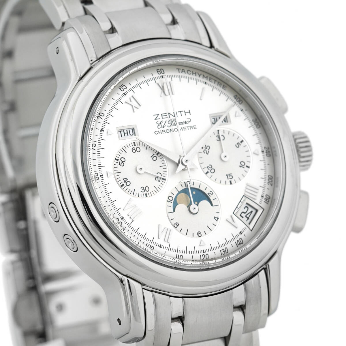 ZENITH ゼニス エル・プリメロ クロノマスター 02.0240.410/01 自動巻き シルバー文字盤 メンズ 保証書 (K-K784)_画像3