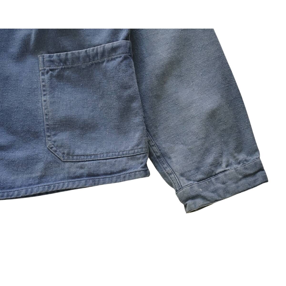 ユーロワーク コットンジャケット ブルー M〜L相当｜NA377　古着　カバーオール　ツイル　ヘリンボーン　フレンチ　70s　80s_画像5