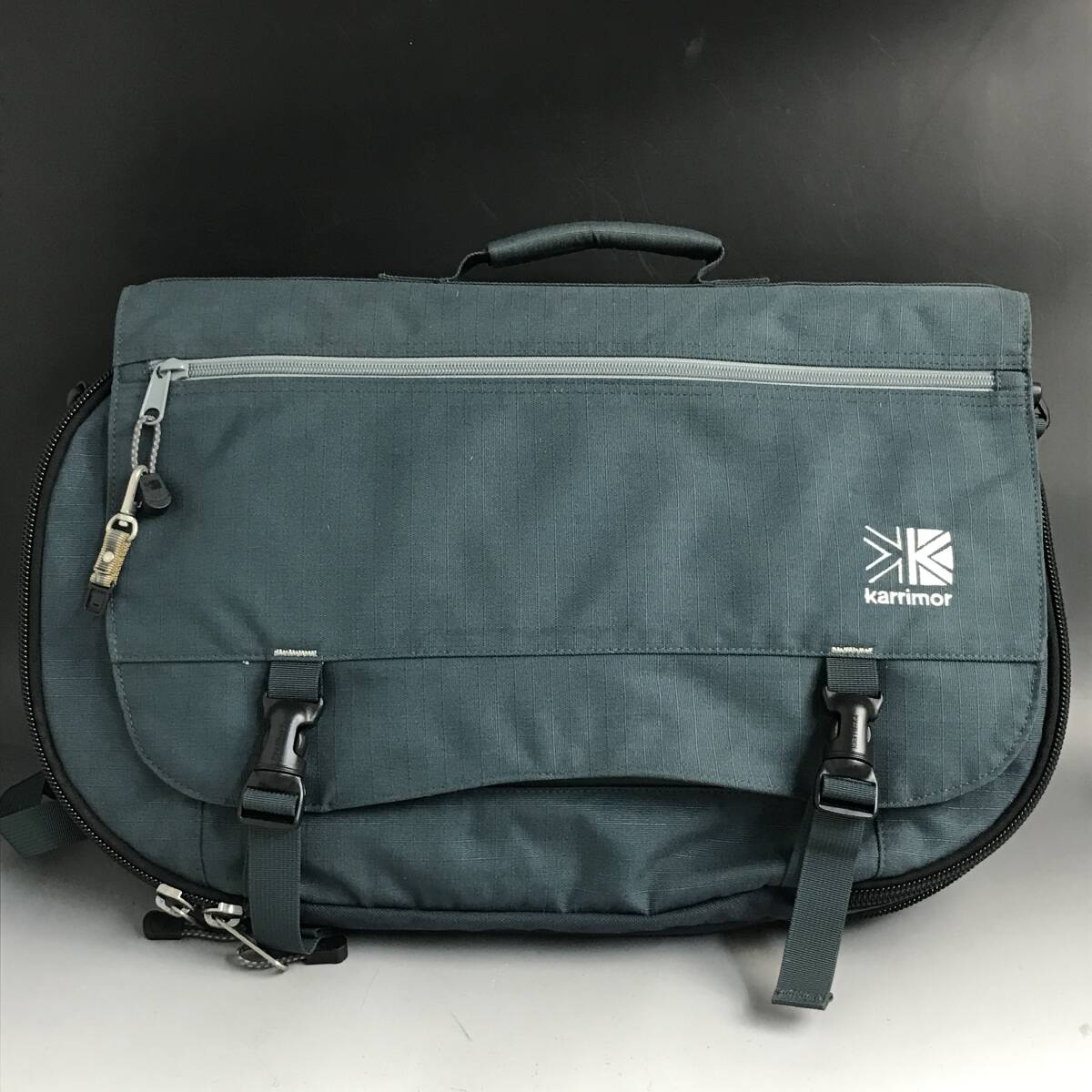 FNY32/53 カリマー 3wayブリーフケース ショルダーバッグ リュック 斜め掛け メンズ Karrimor グリーン系 古着 CD収納有◎_画像1