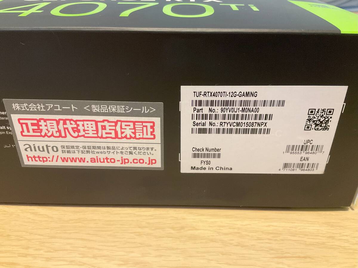 【中古】TUF-RTX4070TI-12G-GAMING ［ASUS TUF Gaming GeForce RTX 4070 Ti 12GB GDDR6X］