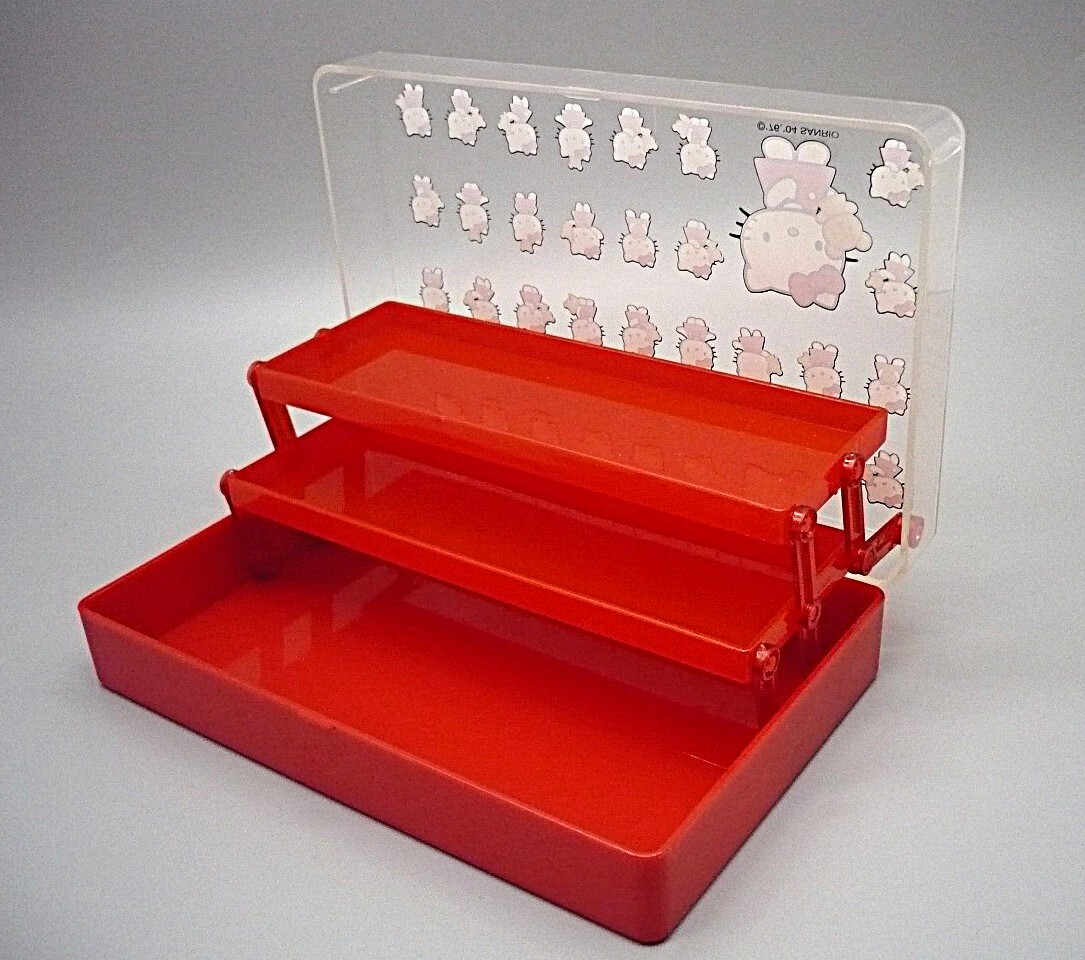 2004年 ハローキティ レターセット キティ＆くまのパペット ２段式収納ケース付き　便箋　封筒　HELLO KITTY サンリオ?。ㄖ泄?保管品）