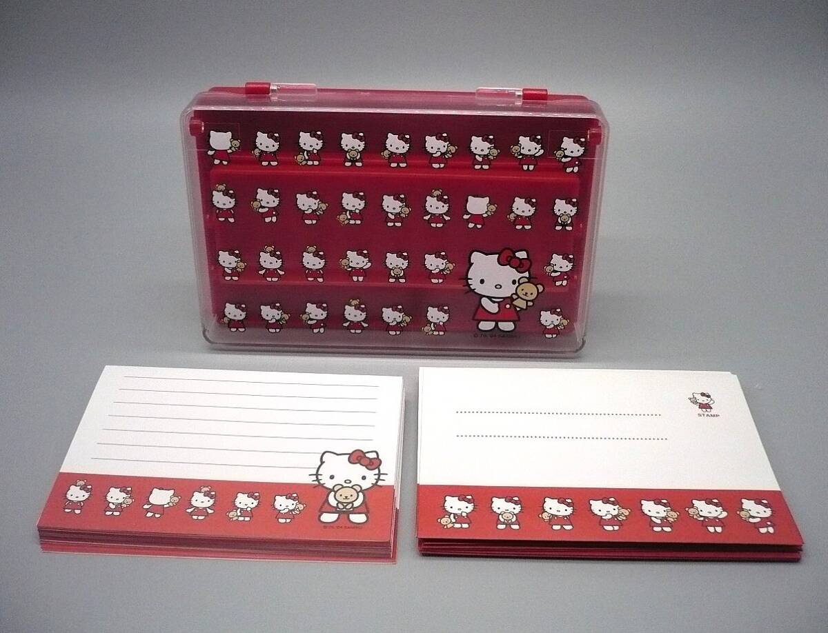 2004年 ハローキティ レターセット キティ＆くまのパペット ２段式収納ケース付き　便箋　封筒　HELLO KITTY サンリオ?。ㄖ泄?保管品）