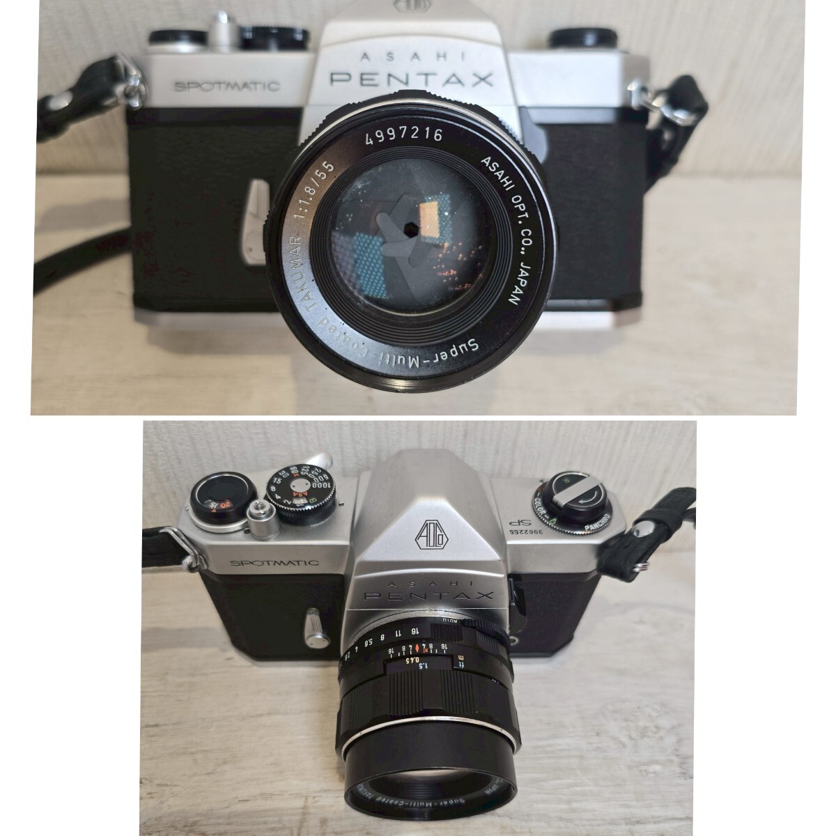ASAHI PENTAX SPOTMATIC / Super-Multi-Coated TAKUMAR 1:1.8/55 一眼レフカメラ ペンタックス ジャンク カバー ケース付き フィルムカメラ