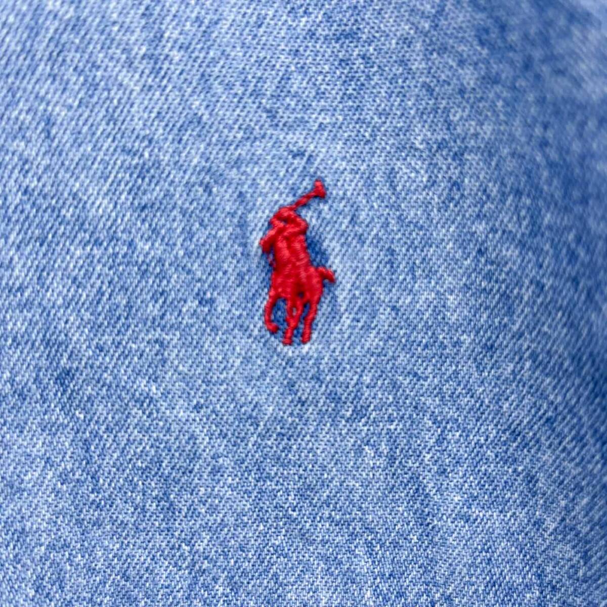 ラルフローレン Ralph Lauren SPORT 長袖シャツ レディース ワンポイント デニムシャツ コットン100％ 8 L相当サイズ 6-582_画像3