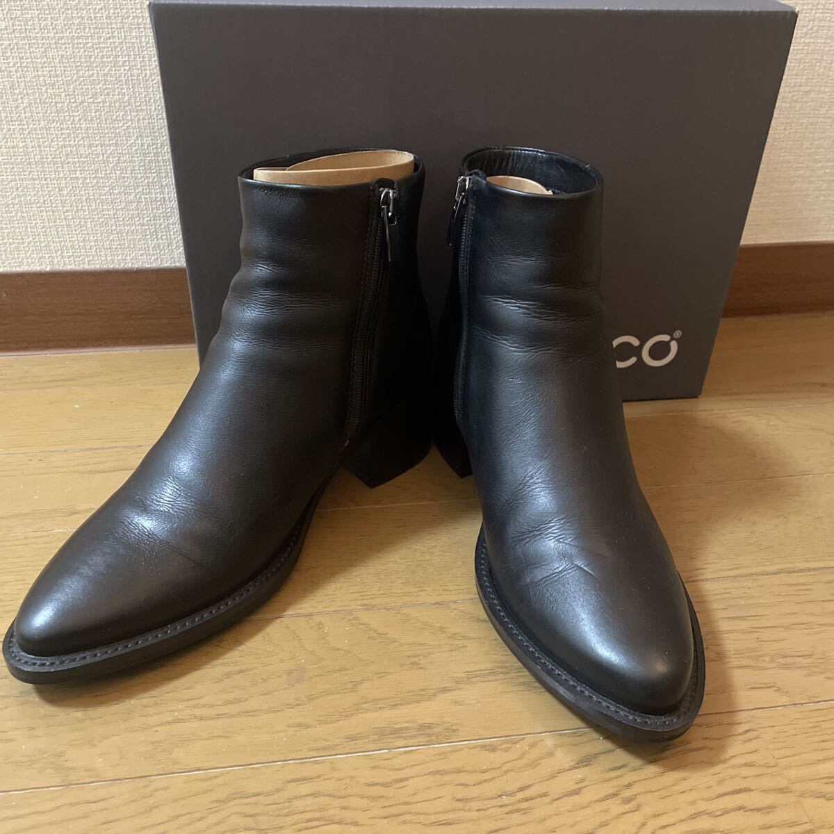 ecco☆エコー 黒 ショートブーツ 37 23.5 美品