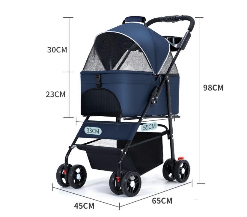 高品質(zhì)☆ペットカート 折りたたみ 軽量 ペット 4輪 ホルダー 収納 耐荷重15kg 中型犬 小型犬 介護(hù)用 散歩用 犬 貓 カート シニア犬