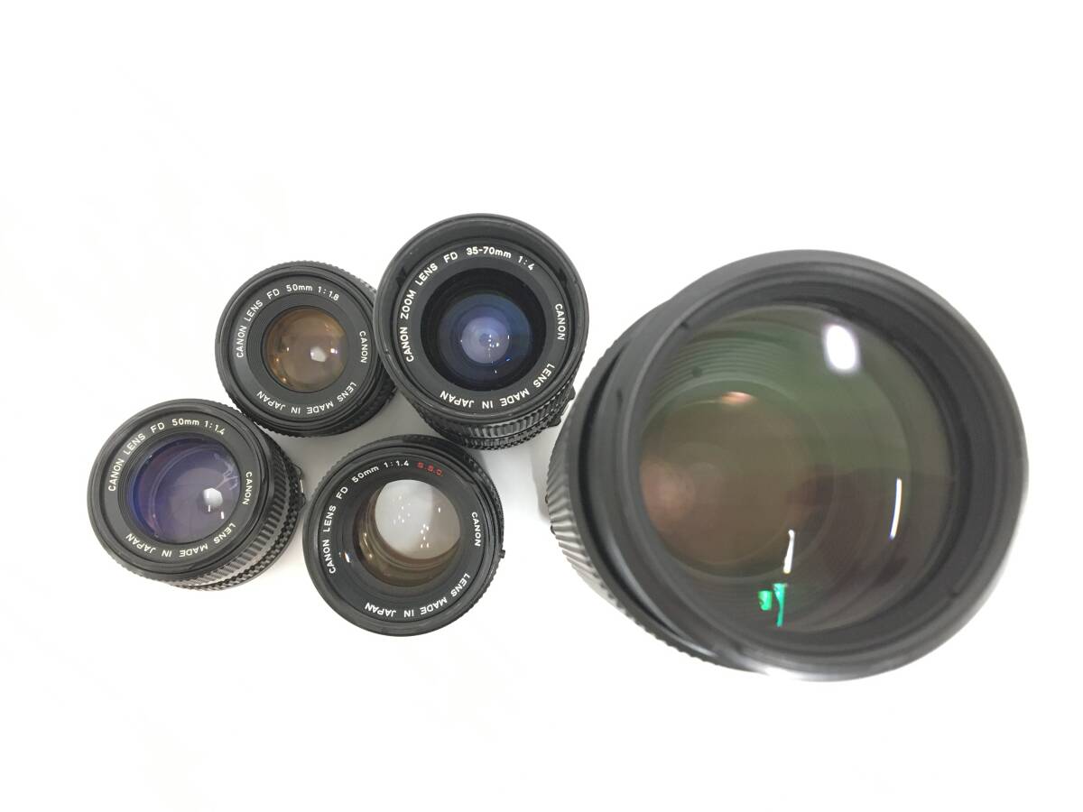 ☆ Canon フィルム一眼カメラ まとめ 3 ☆ F-1 + A-1 ×3 + AE-1 ×2 + T50 + FD 50mm 1:1.4 S.S.C. 他 レンズ4本 キャノン