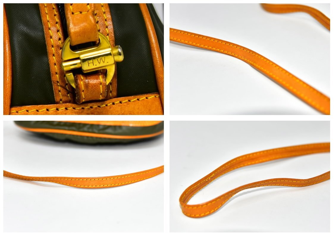 美品 鑑定済 ハンテイング ワールド Hunting World ミニショルダーバッグ カーキ 即日配送 K415-10