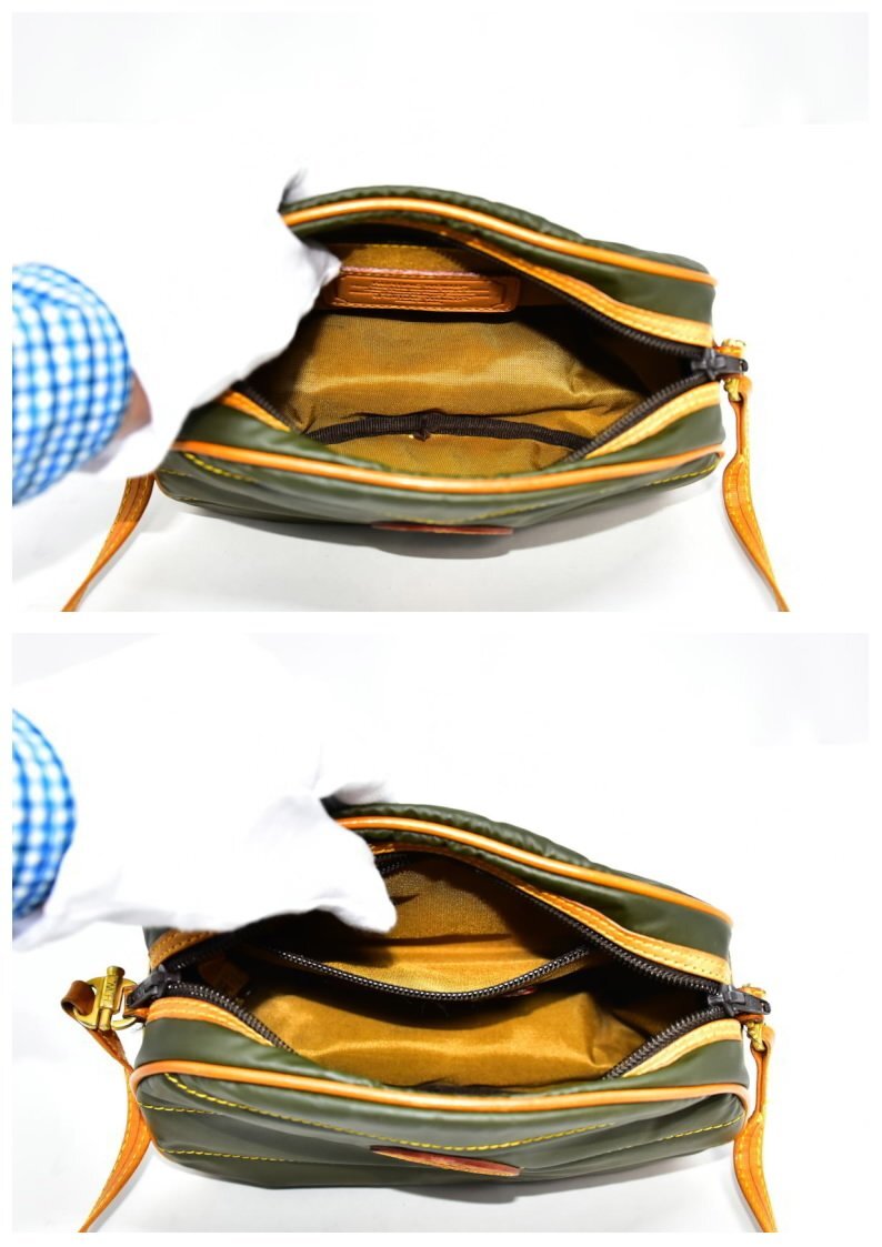 美品 鑑定済 ハンテイング ワールド Hunting World ミニショルダーバッグ カーキ 即日配送 K415-10