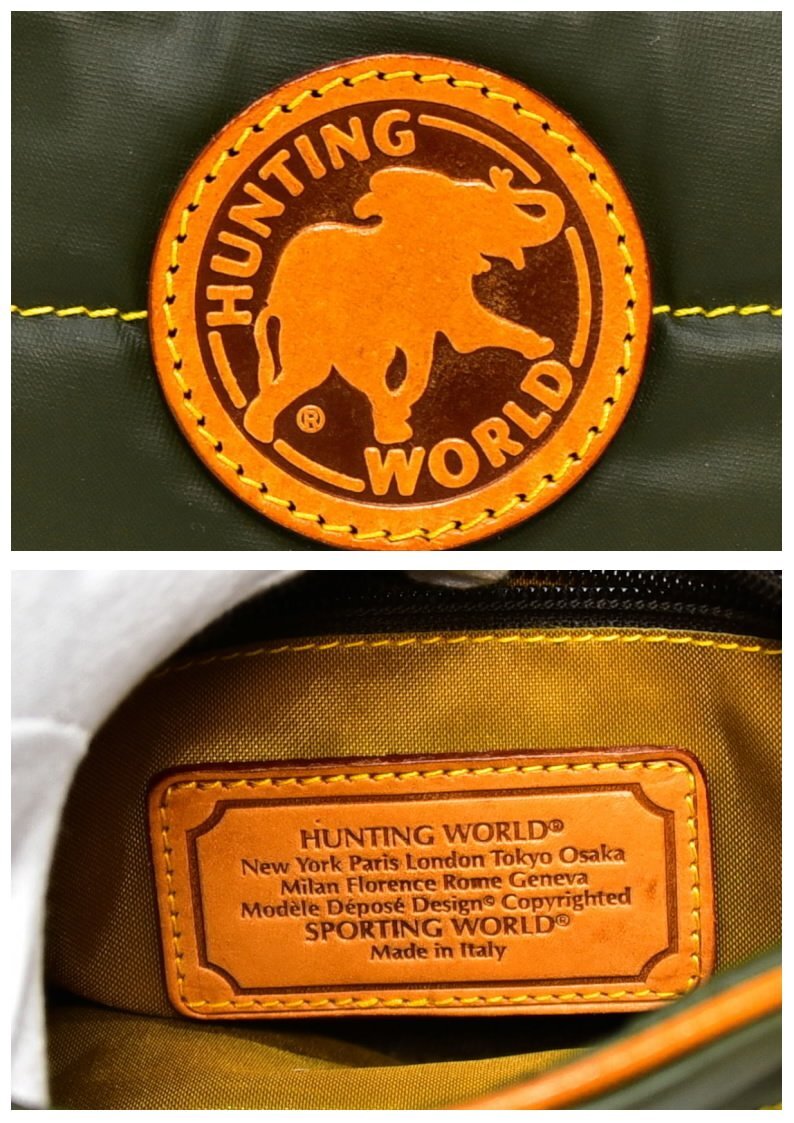 美品 鑑定済 ハンテイング ワールド Hunting World ミニショルダーバッグ カーキ 即日配送 K415-10