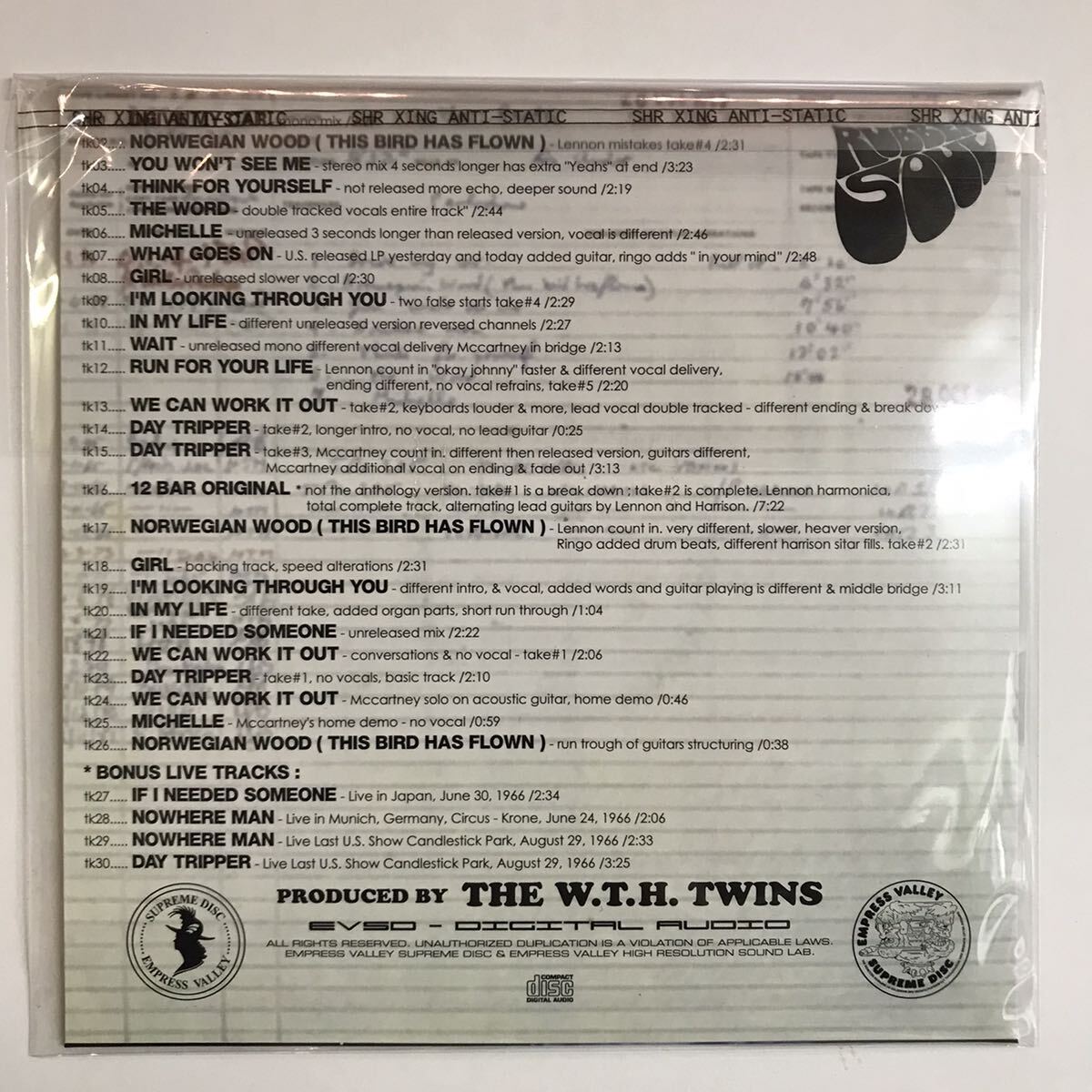 THE BEATLES / RUBBER SOUL The Sessions (CD) 全30曲のラバーソウルセッション音源集！お求めやすい価格で再入荷！