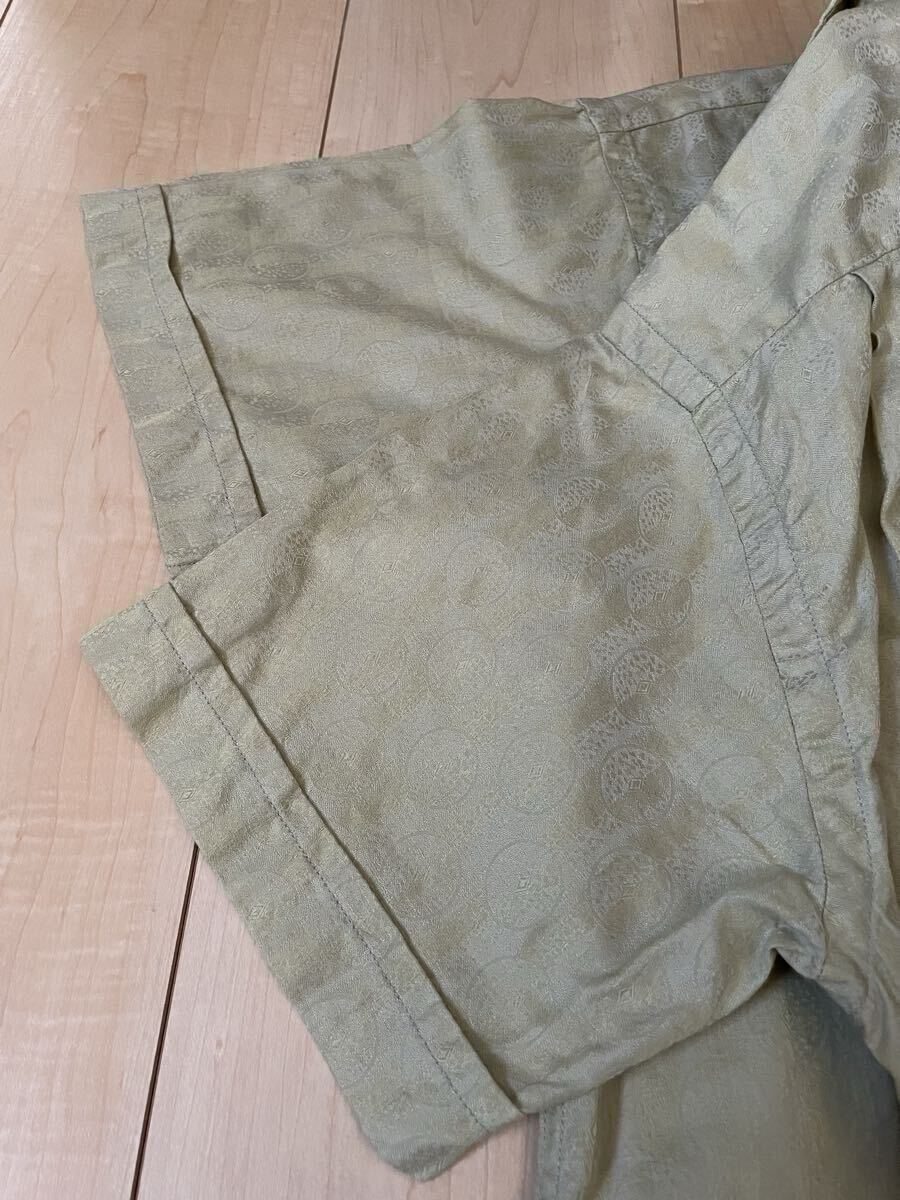 美品60'S USA製 Golden Needle Manhattan オープンカラーシャツループカラーベージュビンテージ表記Mカスリ総柄半袖シャツ_画像9