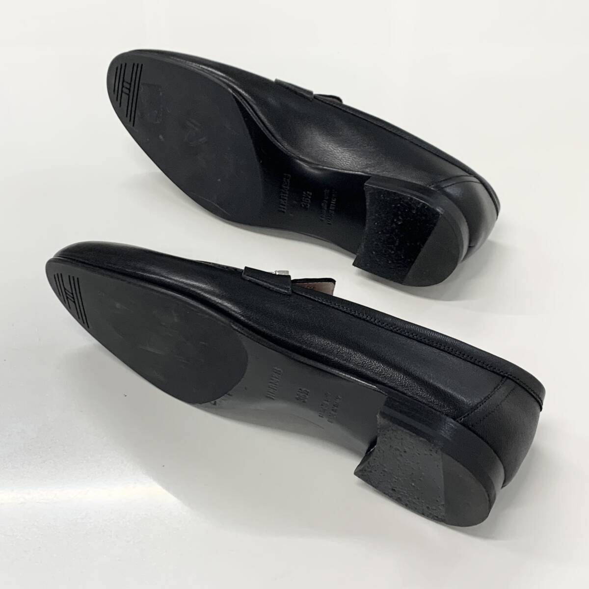 M12958 エルメス パリ H金具 レザー ローファー ブラック_画像6