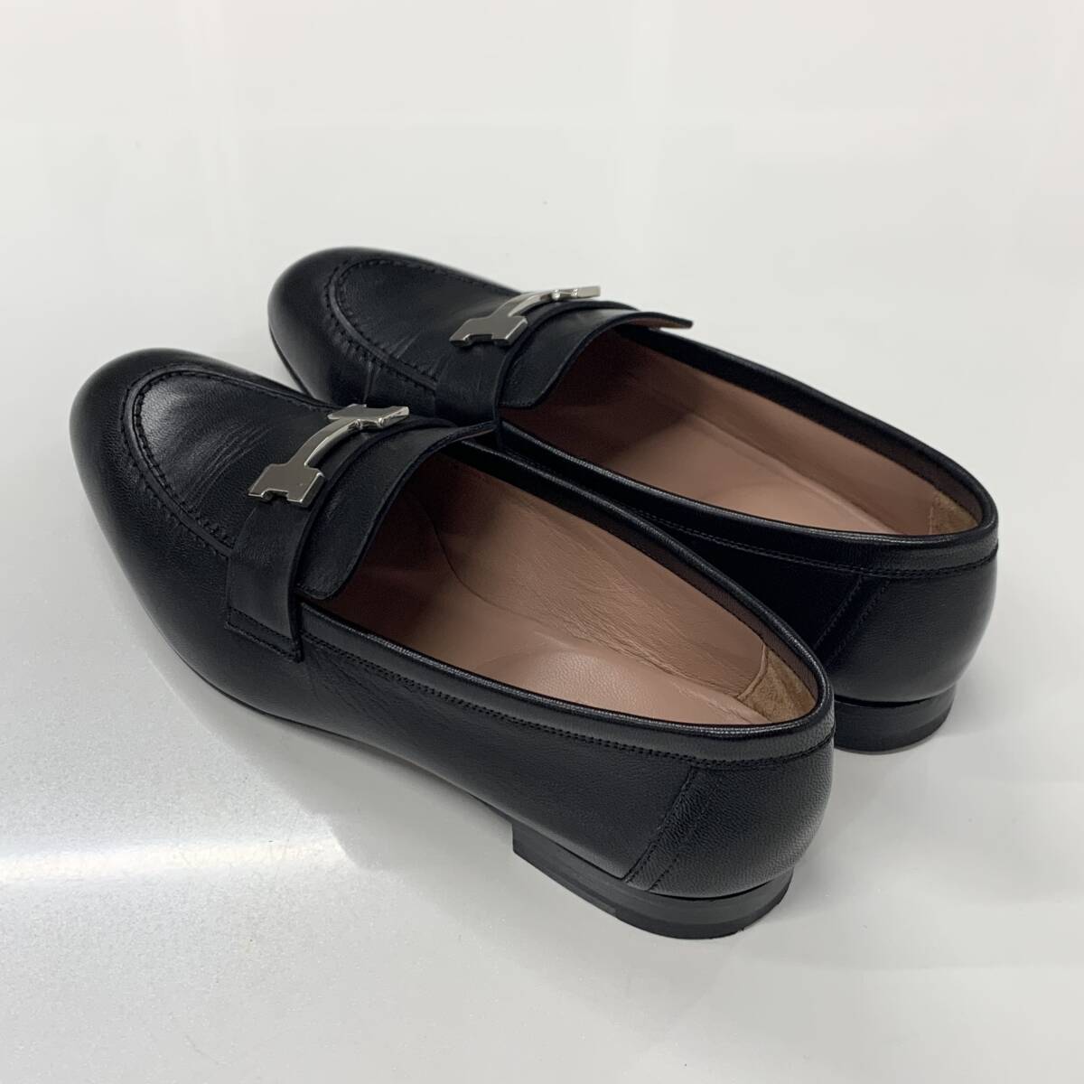 M12958 エルメス パリ H金具 レザー ローファー ブラック_画像4