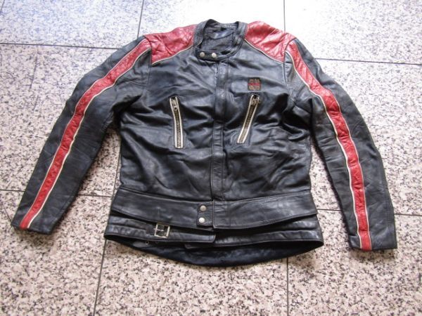 erbo レザー　ライダースジャケット　ユーロヴィンテージ　ブラック　レッド　XLサイズ位_画像1