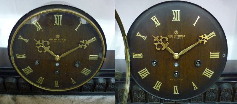 A9-131 AICHI TOKEI (愛知時(shí)計(jì)) 置時(shí)計(jì) 【7JEWELS】 ゼンマイ式 手巻き 日の出型　愛知時(shí)計(jì)電機(jī) アイチ?xí)r計(jì) アンティーク レトロ