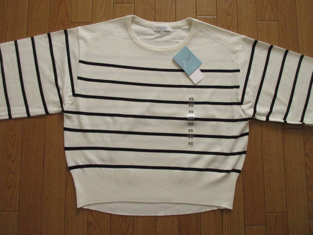 GLOBAL WORK グローバルワーク　スッキレイ クルーネック プルオーバー　（アイボリー×ネイビー　ボーダー）　XSサイズ　_画像8