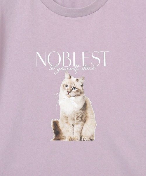COLZA コルザ　UVカット ネコプリント フリル袖 Tシャツ　（ラベンダー）　Sサイズ　猫　ネコ　キャット　フリル　_画像2