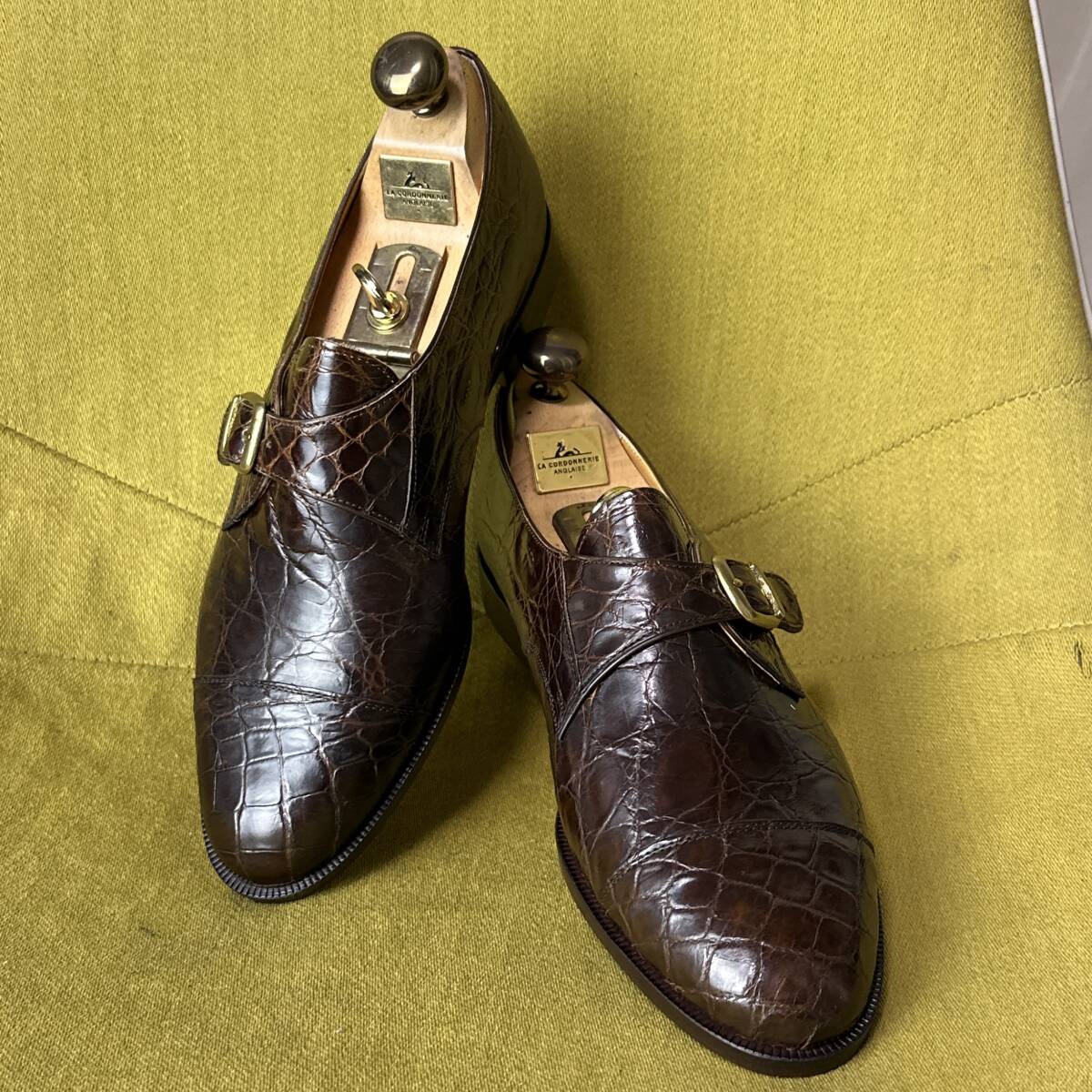 未使用 RALPH LAUREN クロコダイルレザー シングルモンクシューズ 24.5 日本製 ビジネス レディース クロコ メンズ23.0相当 _画像1