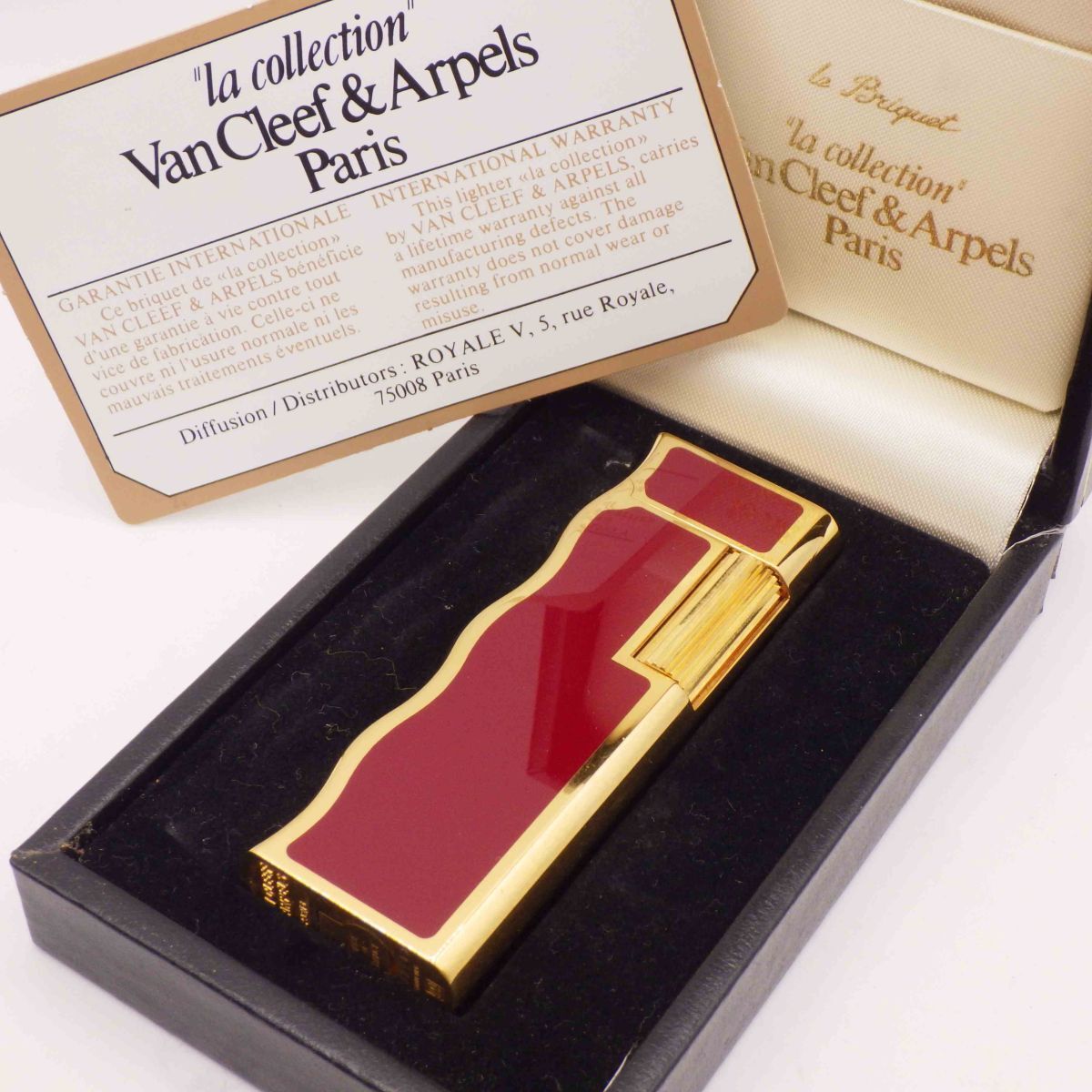 37700E/b【1円スタート】Van Cleef & Arpels ヴァンクリーフ&アーペル ライター ボルドー×ゴールド レア 希少 喫煙具