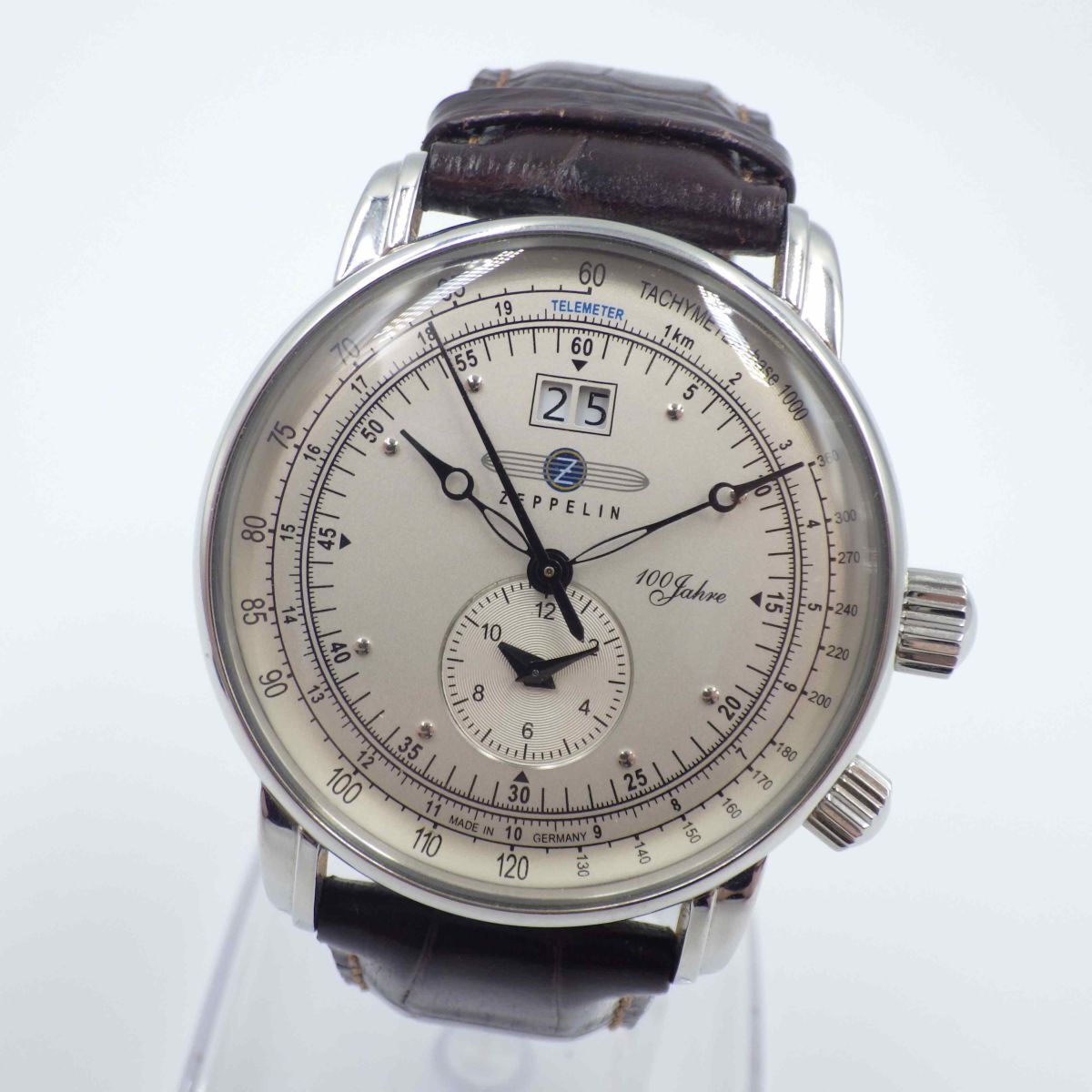 488853/B【1円スタート】Zeppelin ツェッペリン 稼動品 7640-1N 100周年記念シリーズ デュアルタイム メンズ 時計 クォーツ ケース43mm