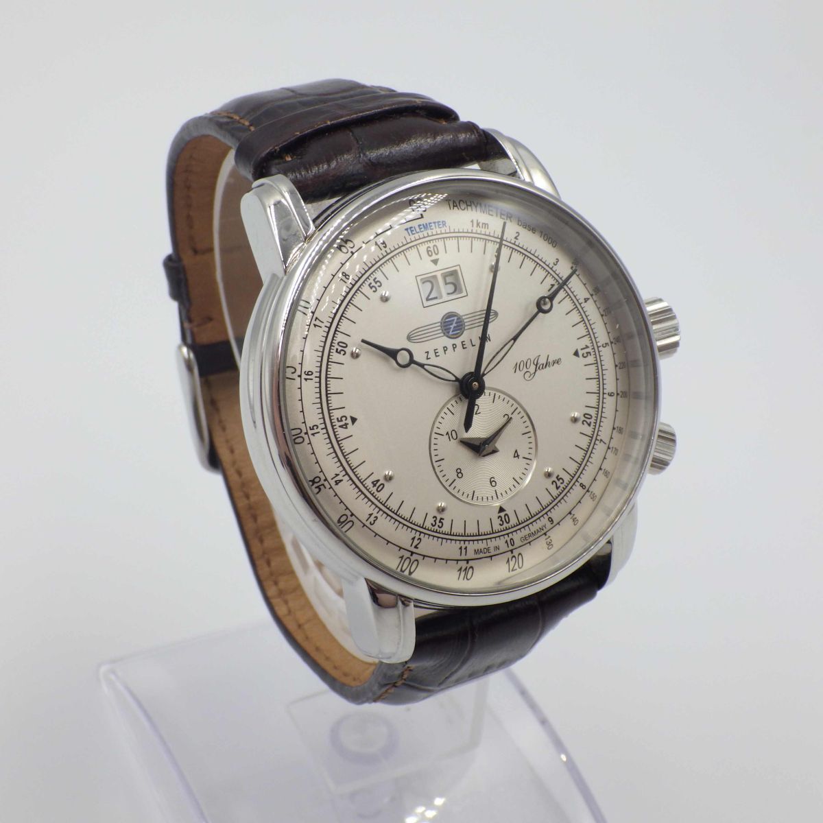 488853/B【1円スタート】Zeppelin ツェッペリン 稼動品 7640-1N 100周年記念シリーズ デュアルタイム メンズ 時計 クォーツ ケース43mm