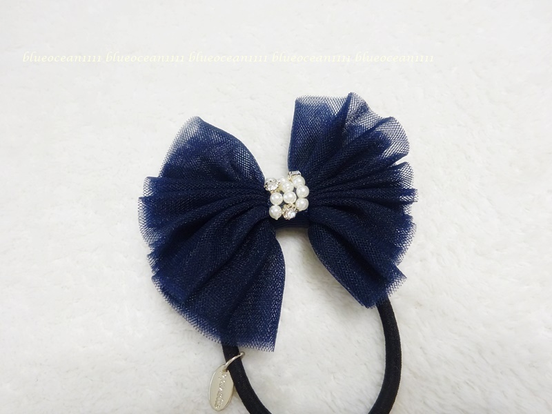 未使用品 お上品で清楚【ビジューヘアゴム3点セット】使いやすいネイビー ブラック グレーの3色 パール ラインストーン ヘアアクセサリー _画像5