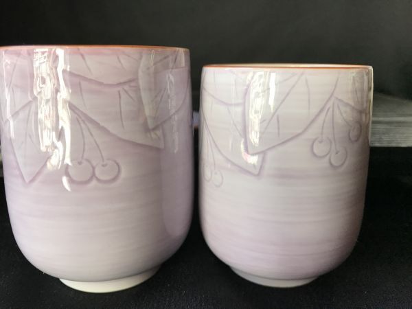 たち吉　上品な薄紫色の蓋付き 夫婦湯呑　_画像7