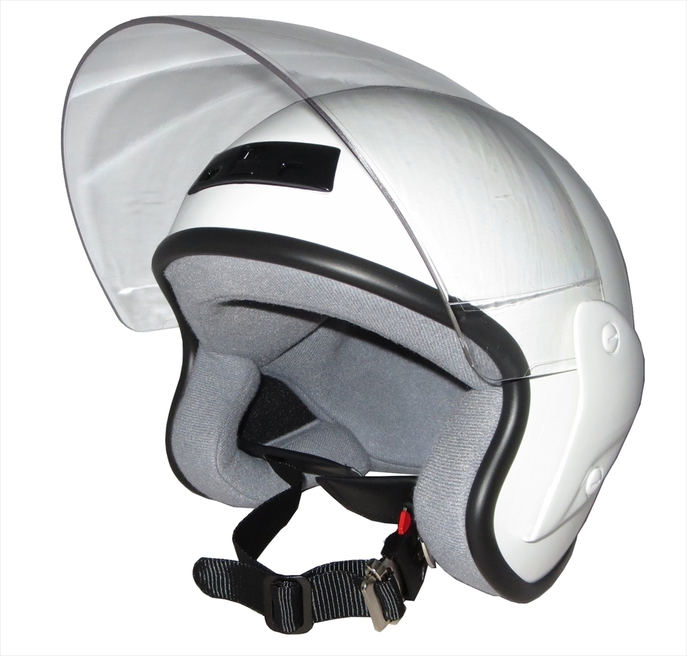 ZK-400 ジェットヘルメット（ホワイト）UVカット ハードコートシールド標(biāo)準(zhǔn)裝備 全排気量対応 サイズ調(diào)整スポンジ付き S~L調(diào)整可