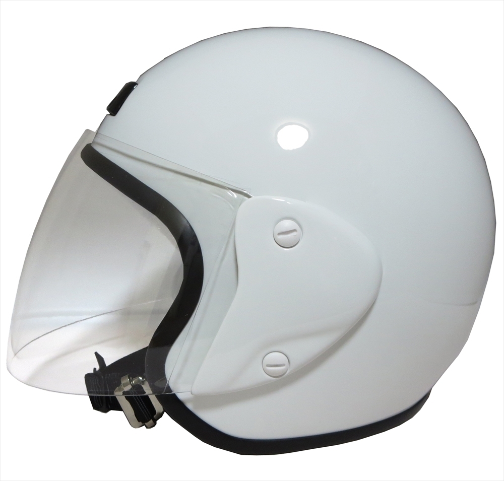 ZK-400 ジェットヘルメット（ホワイト）UVカット ハードコートシールド標(biāo)準(zhǔn)裝備 全排気量対応 サイズ調(diào)整スポンジ付き S~L調(diào)整可