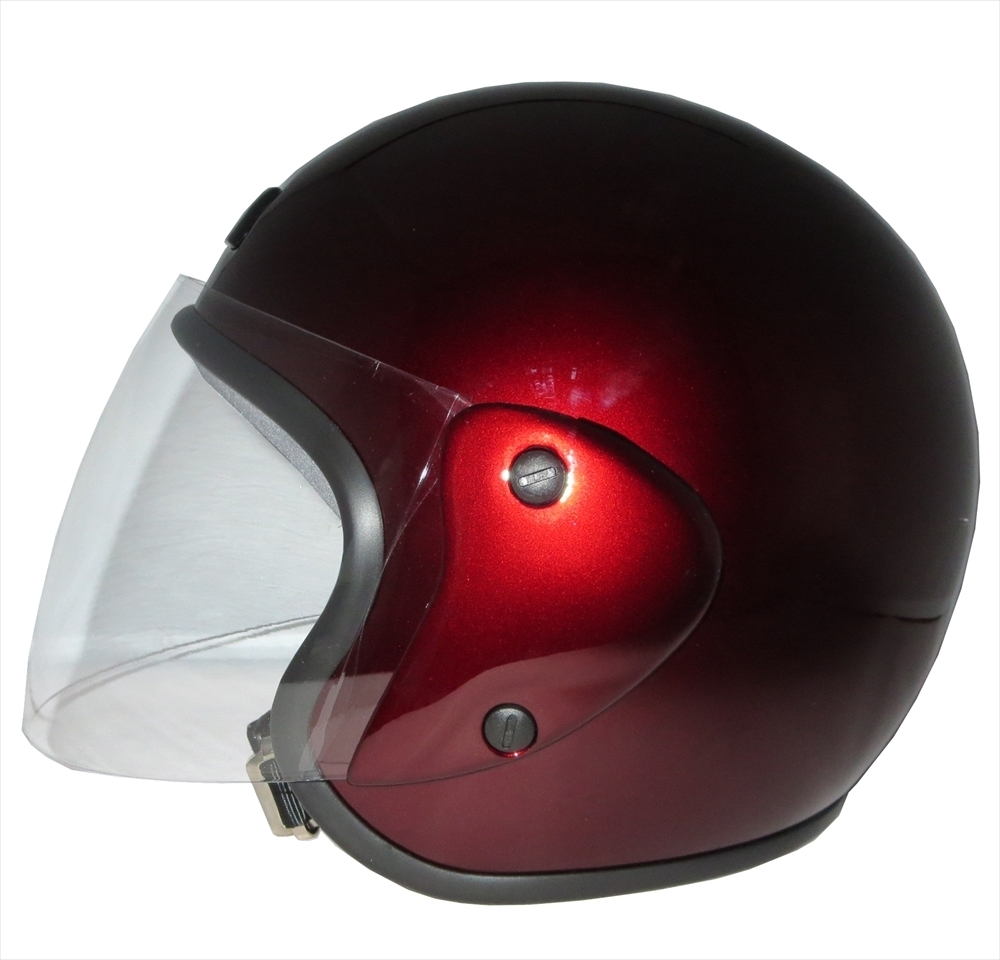 ZK-400 ジェットヘルメット（ワインレッド）UVカット ハードコートシールド標準裝備 全排気量対応 サイズ調整スポンジ付き S~L調整可