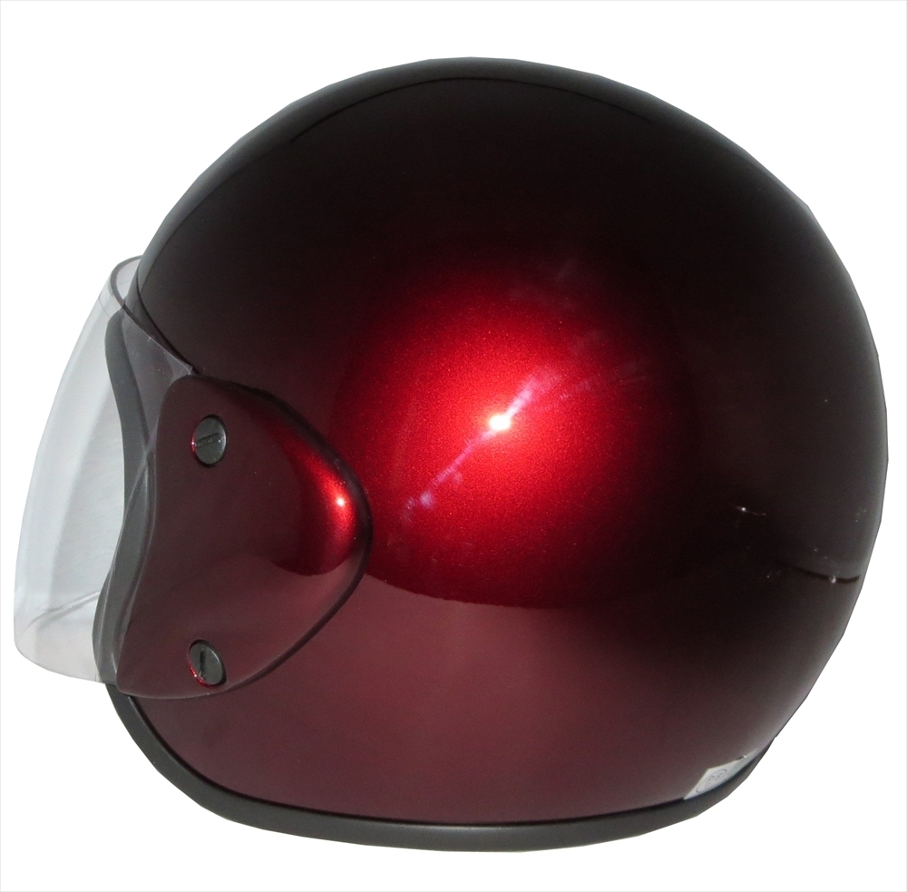 ZK-400 ジェットヘルメット（ワインレッド）UVカット ハードコートシールド標(biāo)準(zhǔn)裝備 全排気量対応 サイズ調(diào)整スポンジ付き S~L調(diào)整可