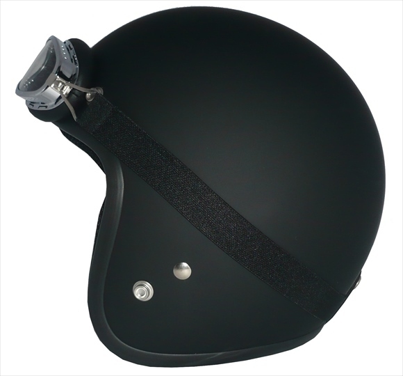 ZK-380 スモールジェット(マットブラック）+丸型裝飾ゴーグル SG公認(rèn) 2點セット SG公認(rèn) サイズ調(diào)整S~L可能 盜難防止金屬リング