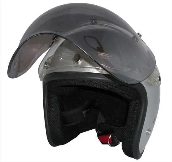 ZK-380 スモールジェット(シルバー)+スモークミラー+フリップ 3點(diǎn)セット SG公認(rèn) 全排気量可 サイズ調(diào)整S~L可能 盜難防止金屬リング