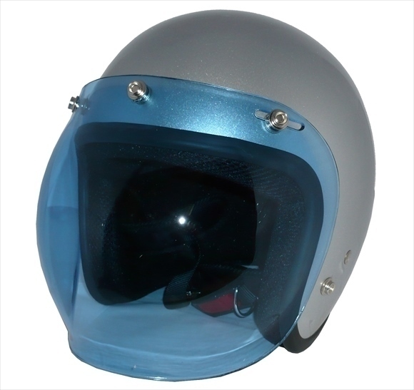 ZK-380 スモールジェット(シルバー)+ブルーバブルシールド 2點(diǎn)セット SG公認(rèn) 全排気量可 サイズ調(diào)整S~L可能 盜難防止金屬リング