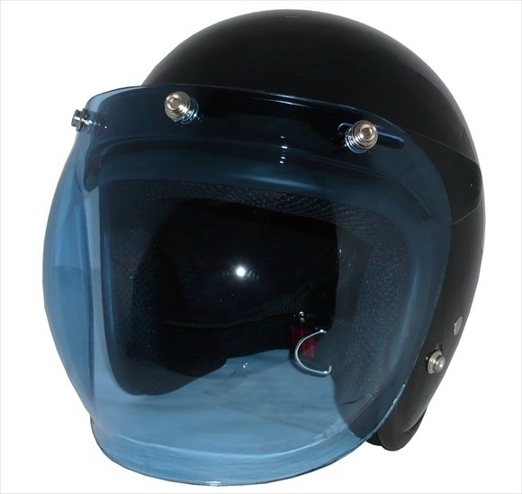 ZK-380 スモールジェット(メタリックブラック)+ブルー+フリップ 3點(diǎn)セット SG公認(rèn) 全排気量可 サイズ調(diào)整S~L可能 盜難防止金屬リング