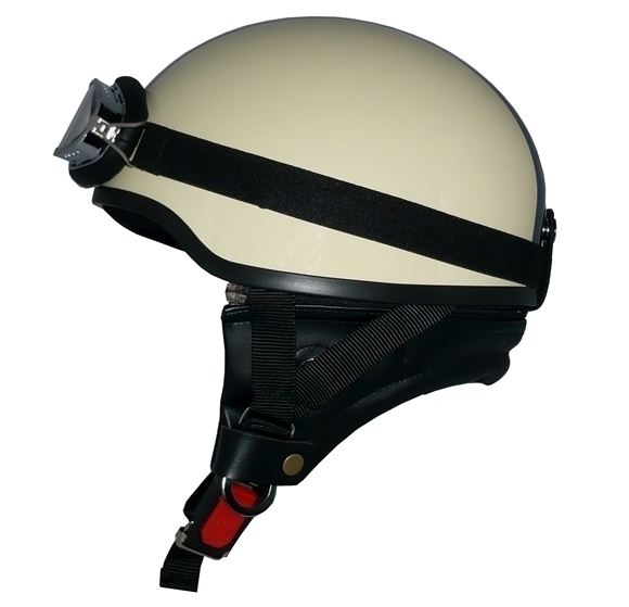 ZK-600 裝飾ゴーグル付きハーフジェット(アイボリー/ネイビー) SG公認(rèn) 耳あて脫著可能！ ポリスヘルメット ポリヘル